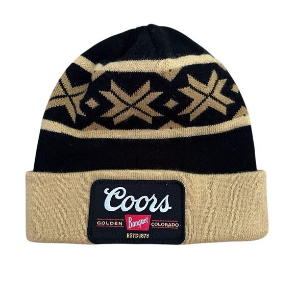 Coors Black and Khaki knit beanie ~ OS - Picture 1 of 5